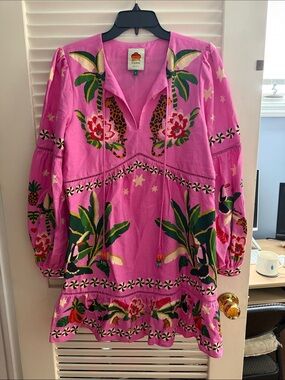 FARM Rio Pink Tropical Floral Tunic Dress